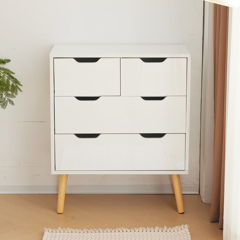 Agata Meuble de rangement pour chambre à coucher 2+2 tiroirs en acier brillant
