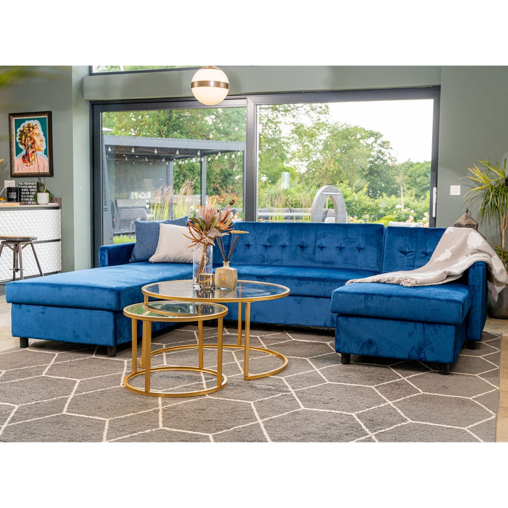 Avery - Grand canapé-lit d'angle en U avec rangement et ottoman