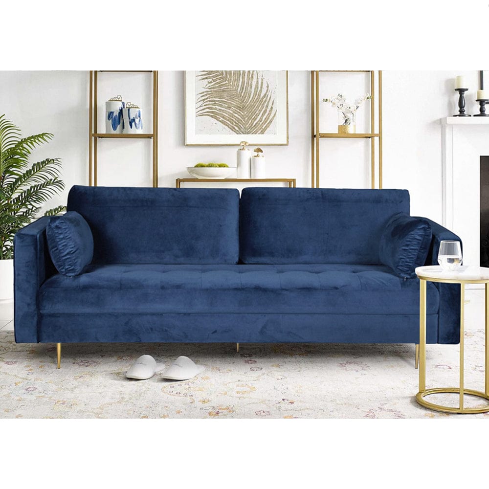 Avery Velvet 3 Seater Sofa with 2 Scatter Cushions (Canapé 3 places en velours avec 2 coussins d'appoint)