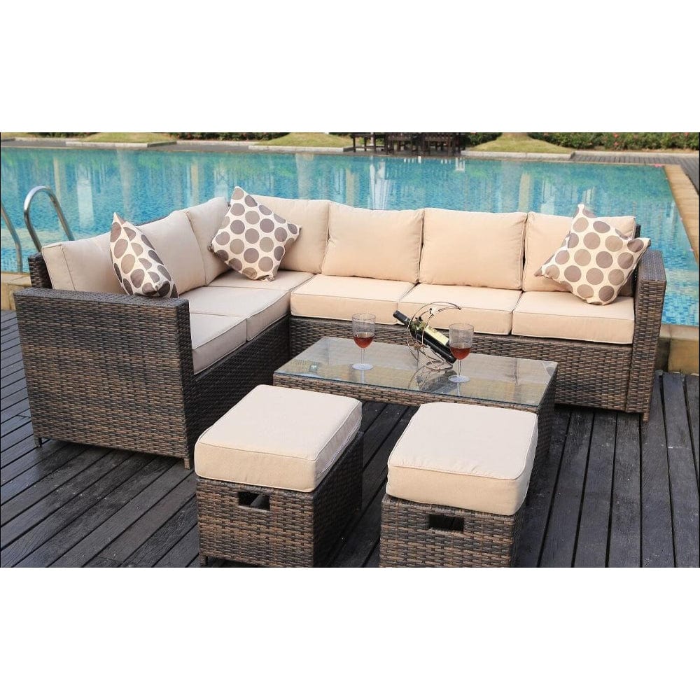 Barcelona Brown Modular 8 Seater Rattan Corner Sofa Set