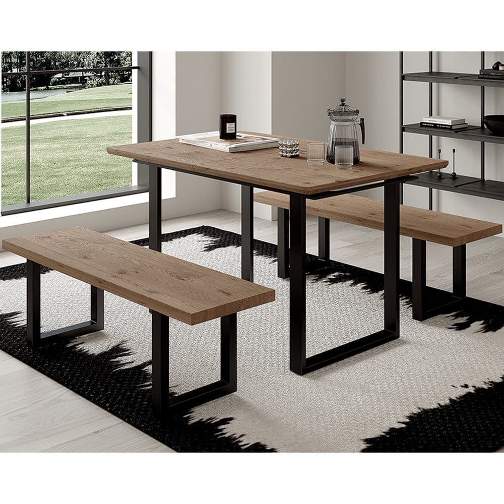 Belluno 180cm Table à manger extensible avec 2 bancs