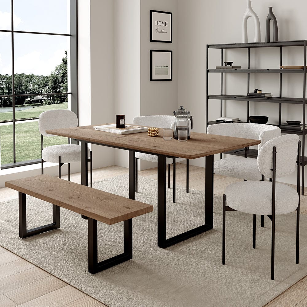 Belluno 180cm Table à manger extensible avec 4 chaises Boucle et banc