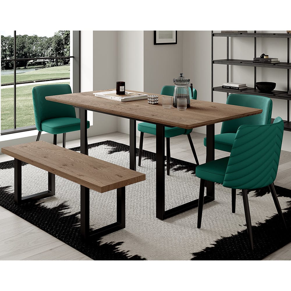 Belluno 180cm Table à manger extensible avec banc et 4 chaises