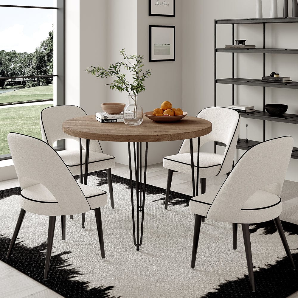 Belluno 4 Seater Round Dining Table and Chairs Set 120cm