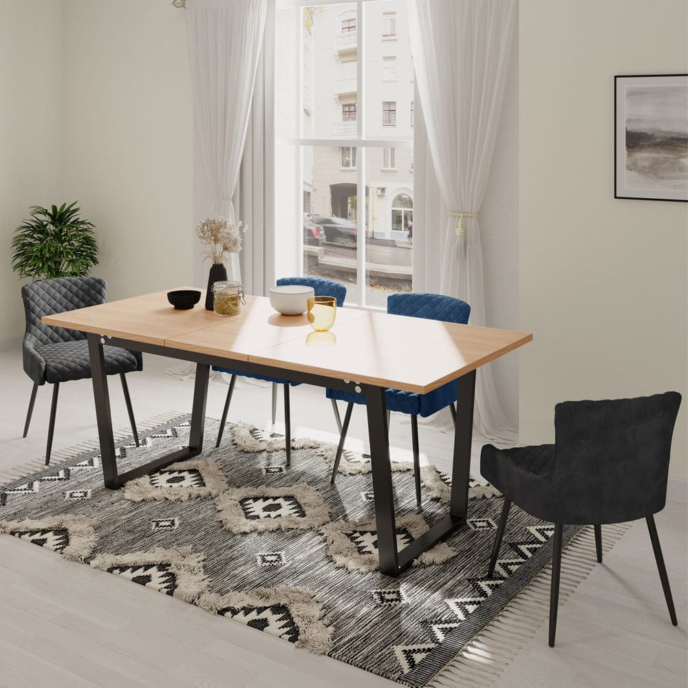 Belluno Ensemble table à manger extensible avec 4 chaises en velours