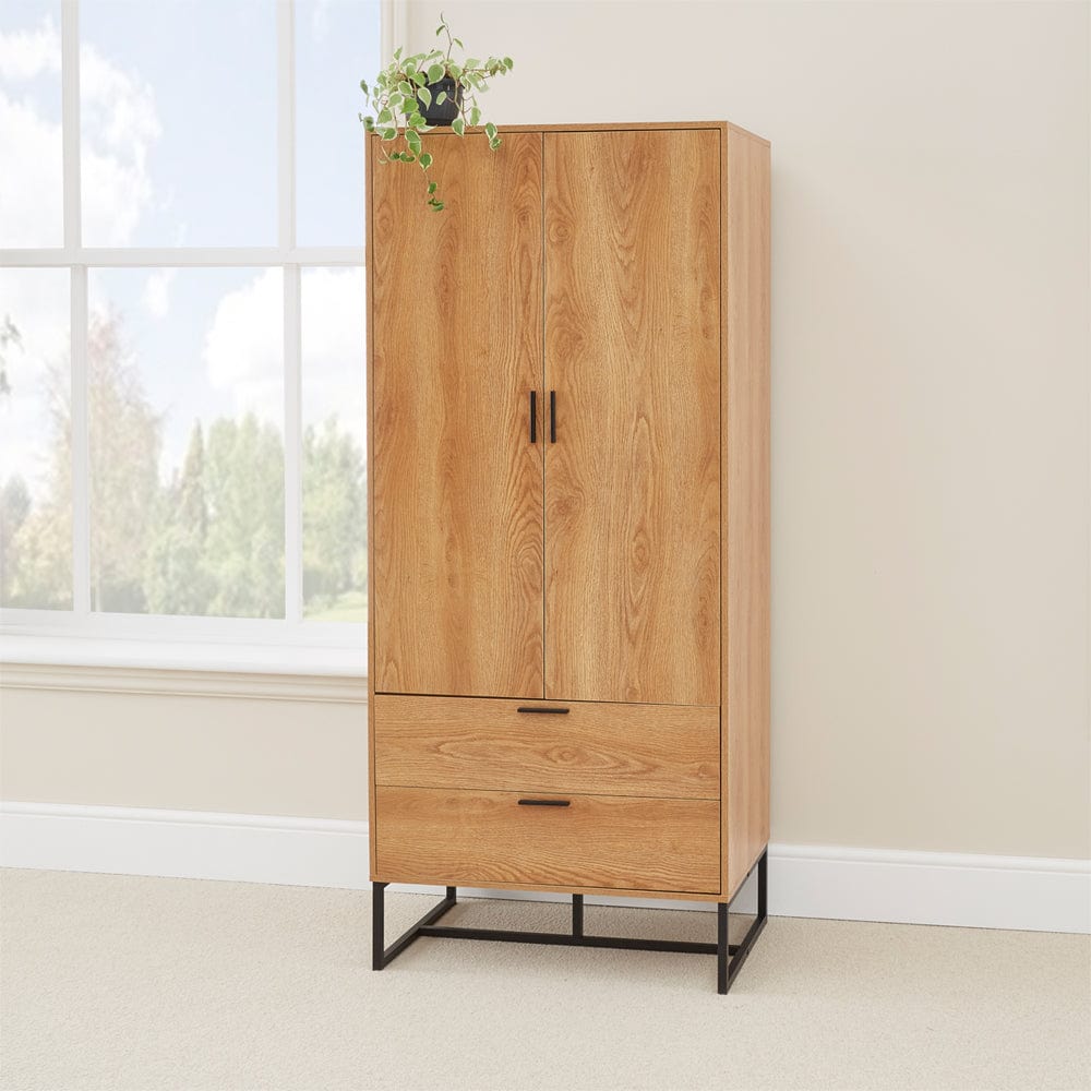 Belluno Armoire à 2 portes et 2 tiroirs de style industriel