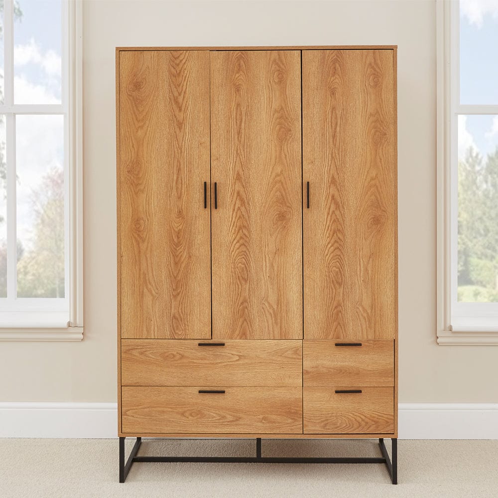 Belluno Armoire à 3 portes et 4 tiroirs de style industriel