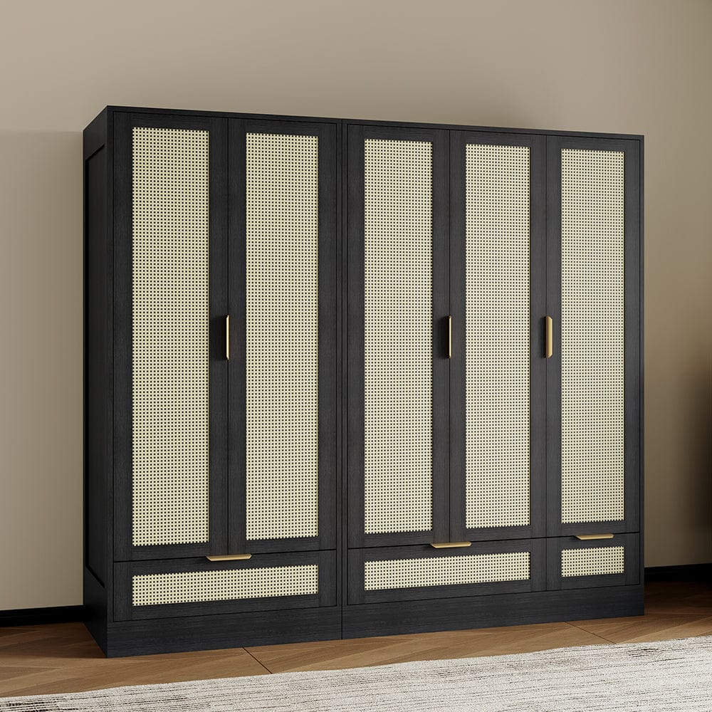 Ensemble d'armoires Boho 2 pièces en rotin décoré
