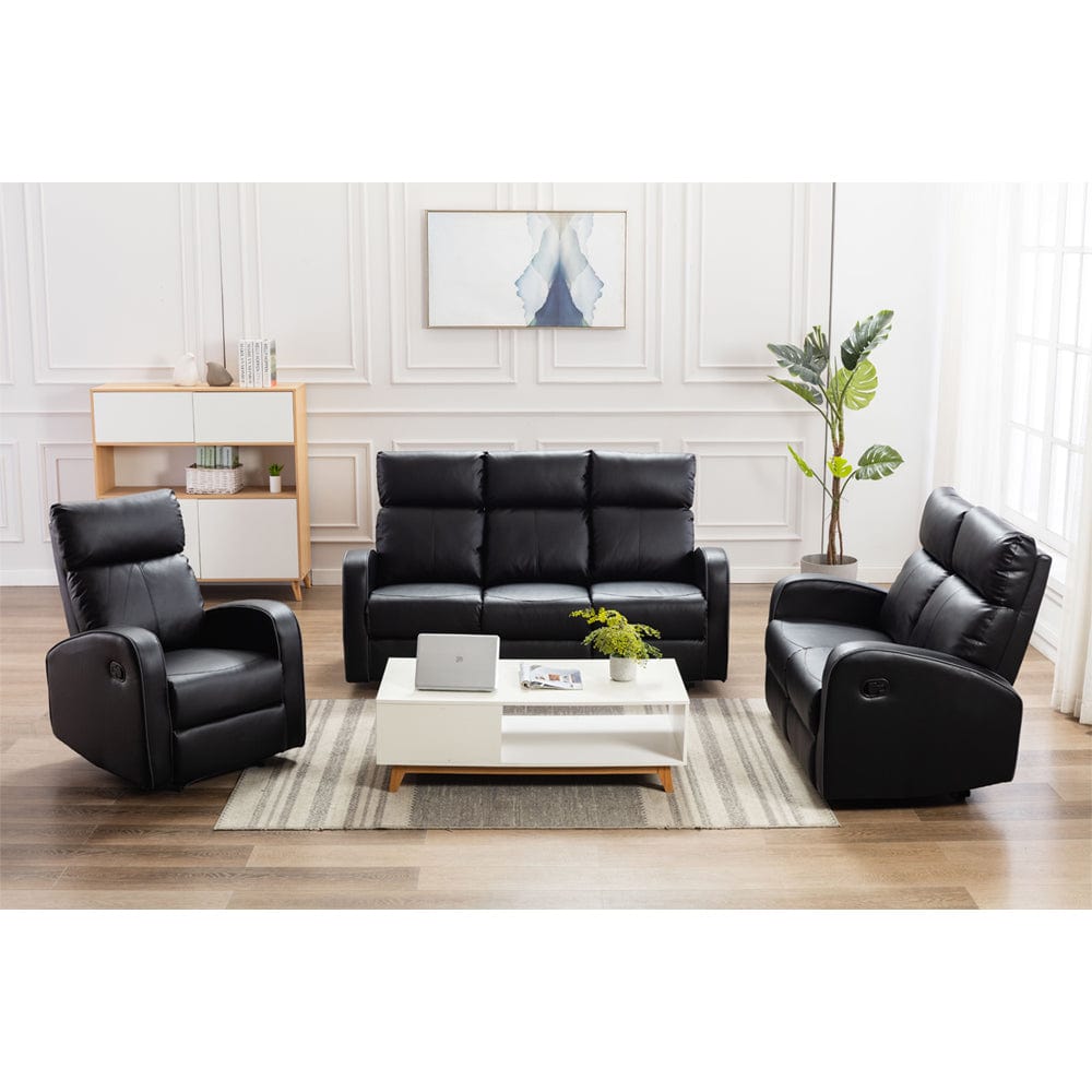 Boston 3+2+1 canapé inclinable en cuir noir