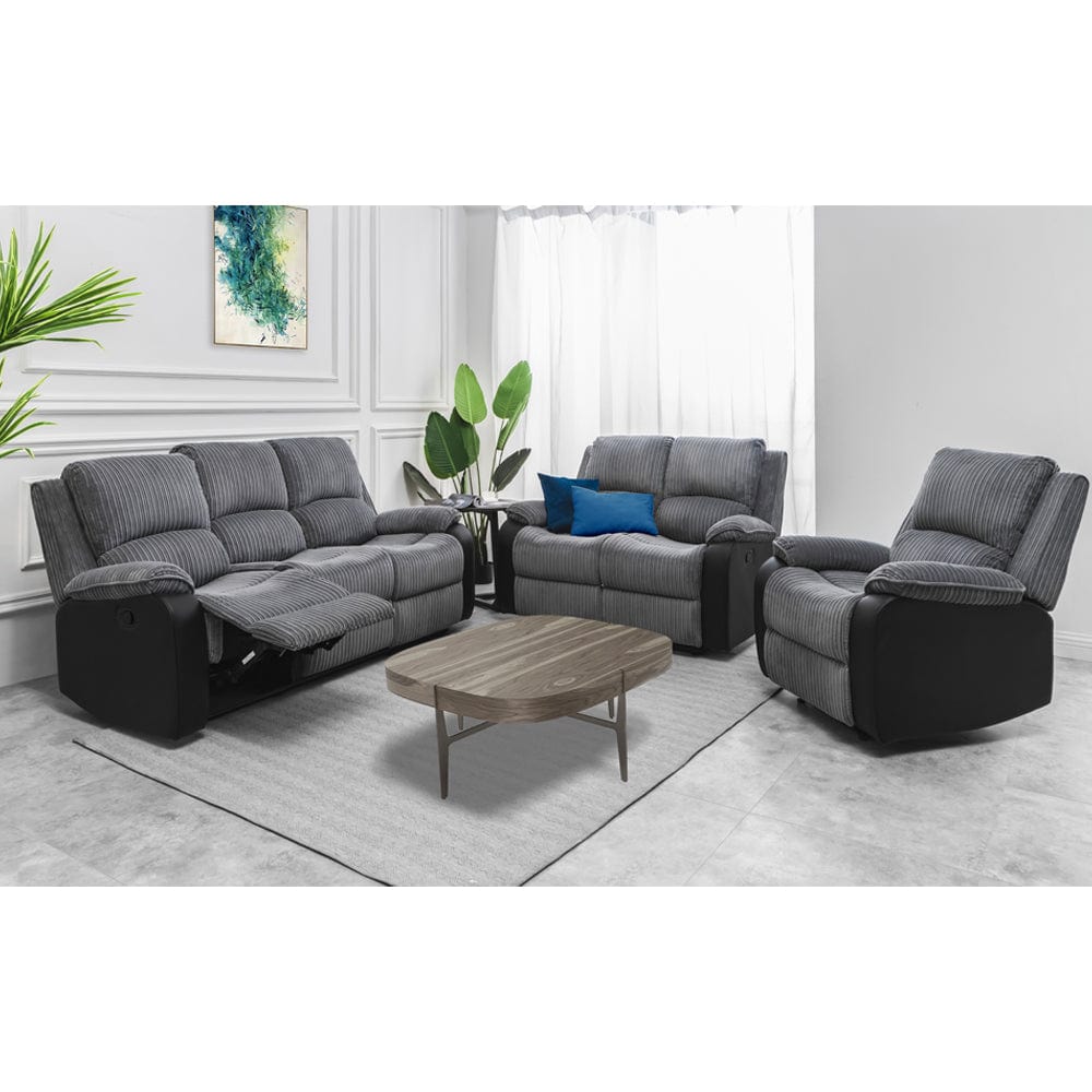 Boston 3+2+1 Canapé inclinable en tissu pelucheux gris