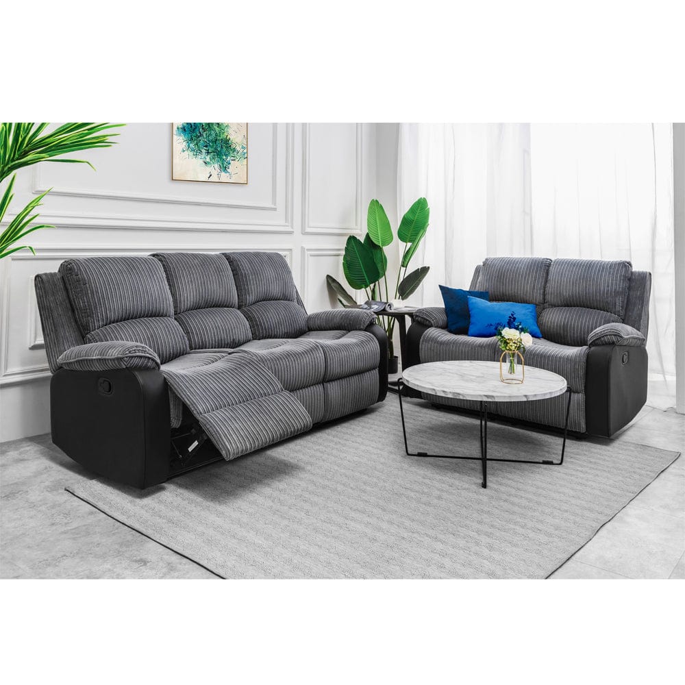 Boston 3+2 canapé inclinable en tissu pelucheux gris