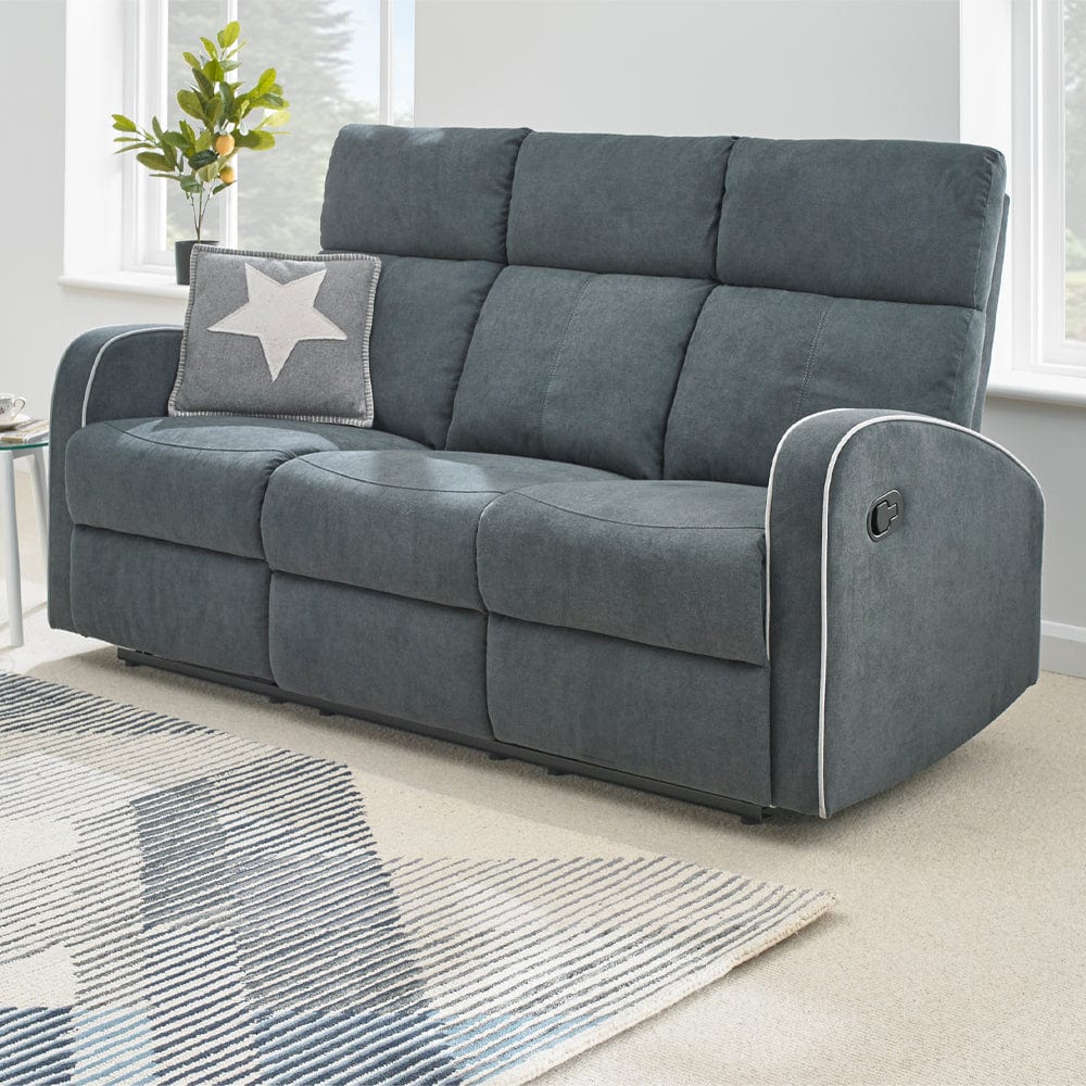 Boston Canapé 3 places inclinable en tissu gris foncé