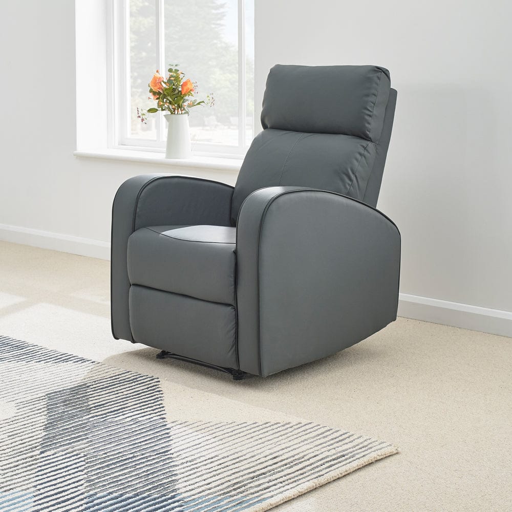 Fauteuil relax en cuir gris Boston