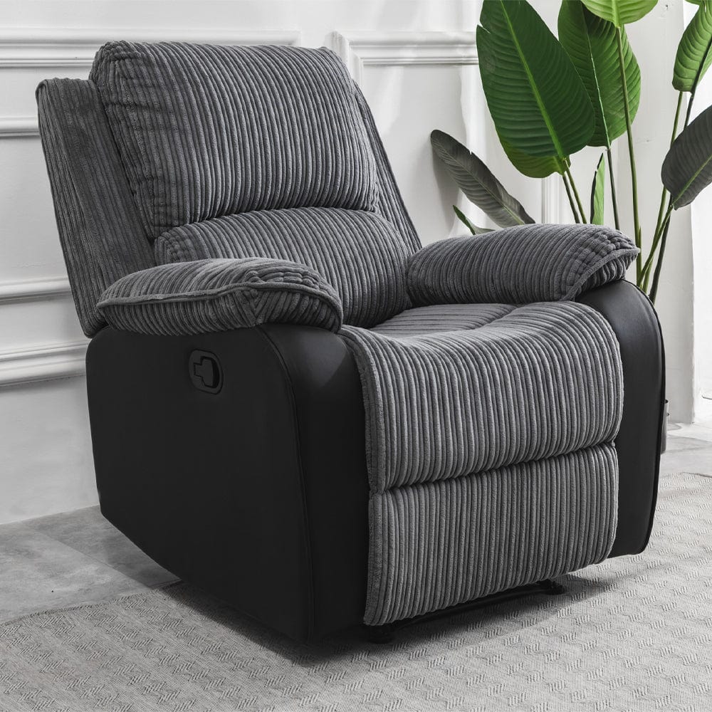 Fauteuil relax en tissu pelucheux gris Boston