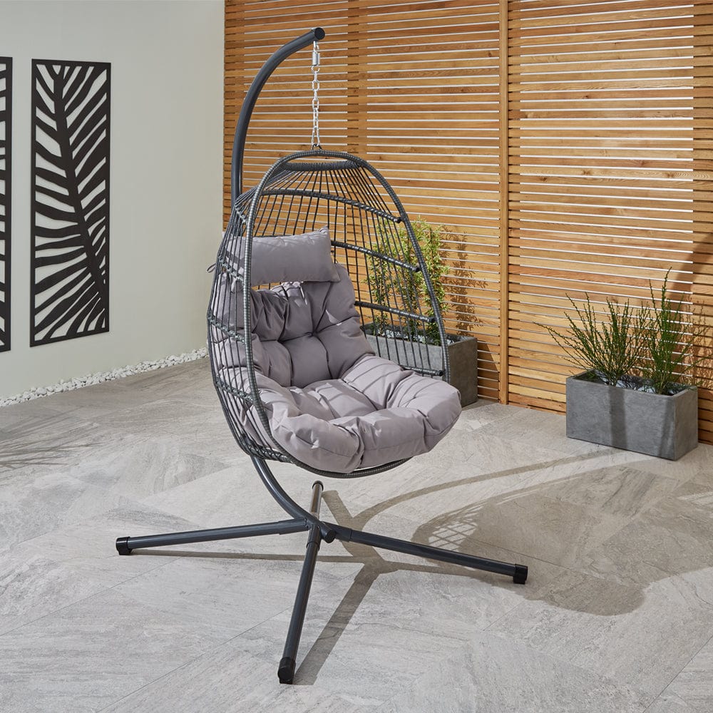 Chaise à œufs suspendue Bradway avec coussins gris