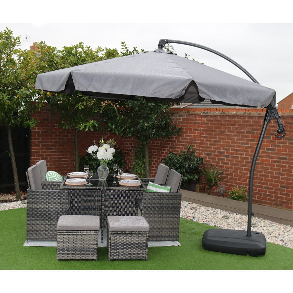 Parasol en aluminium Cantilever Banana avec base