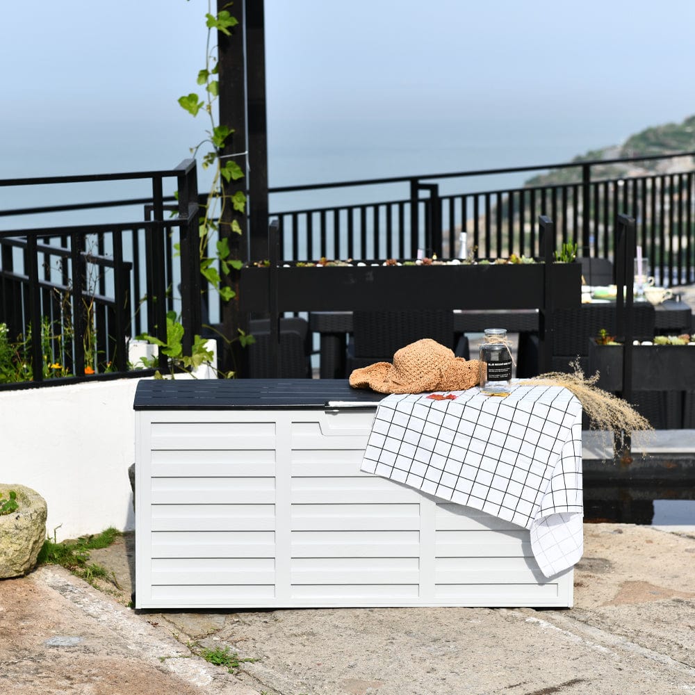 Boîte de rangement extérieure en plastique Cargo Bacs de rangement à couvercle Conteneur de rangement