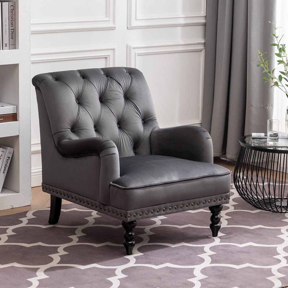Chaise d'appoint Darwin en velours gris foncé