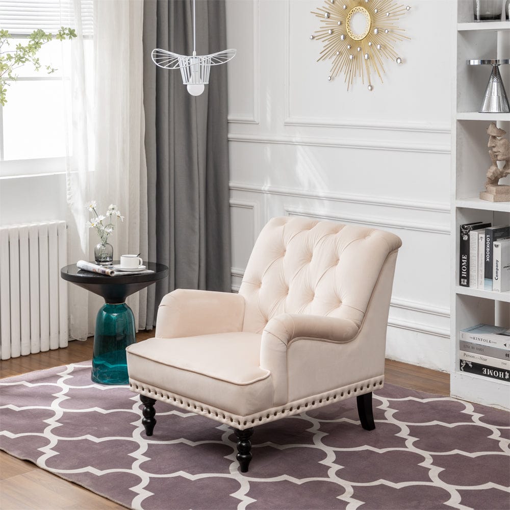 Chaise d'appoint Darwin en velours beige