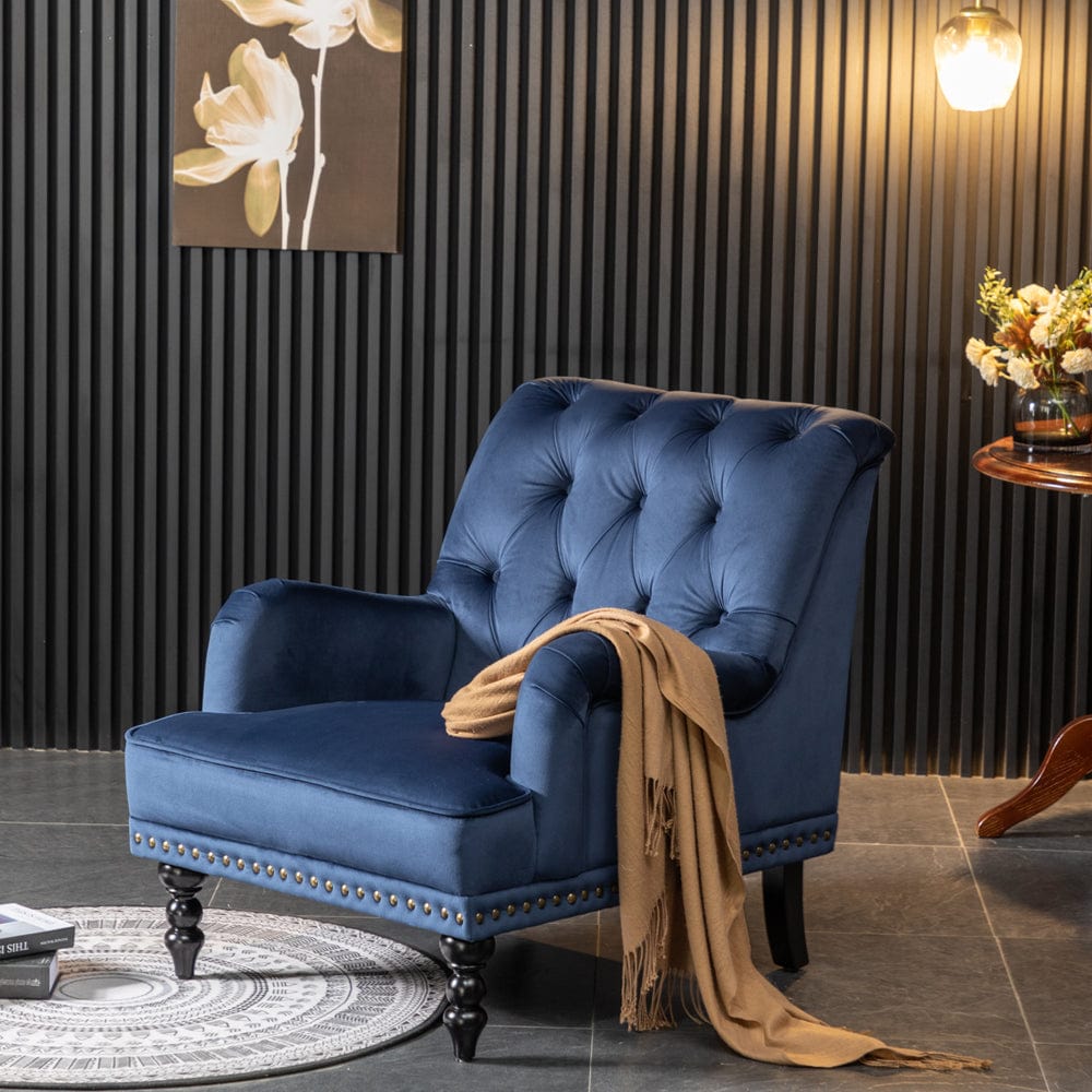 Chaise d'appoint Darwin en velours bleu