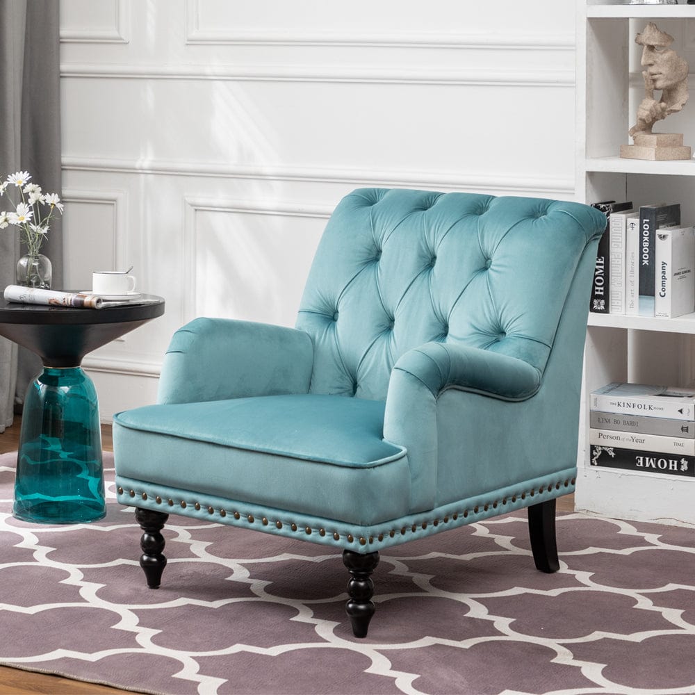 Chaise d'appoint Darwin en velours bleu clair