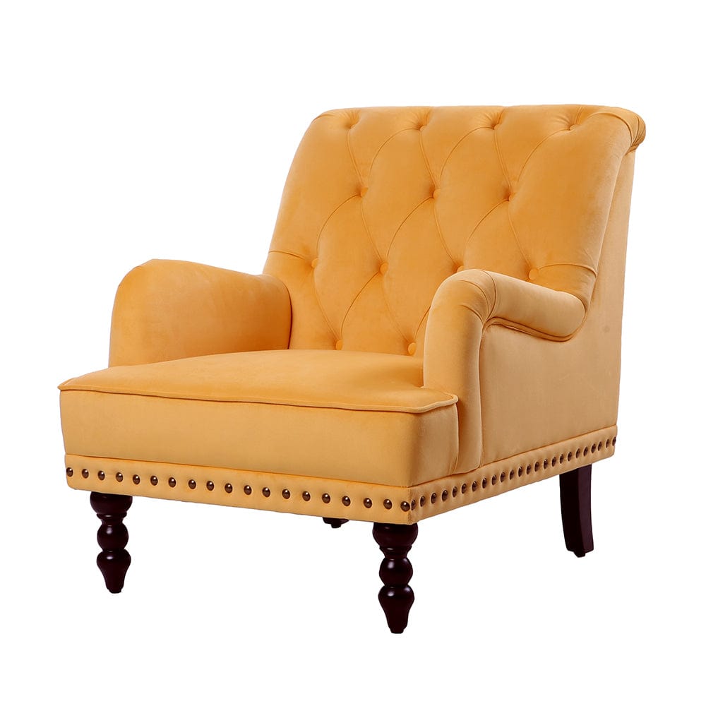 Chaise d'appoint Darwin en velours, moutarde