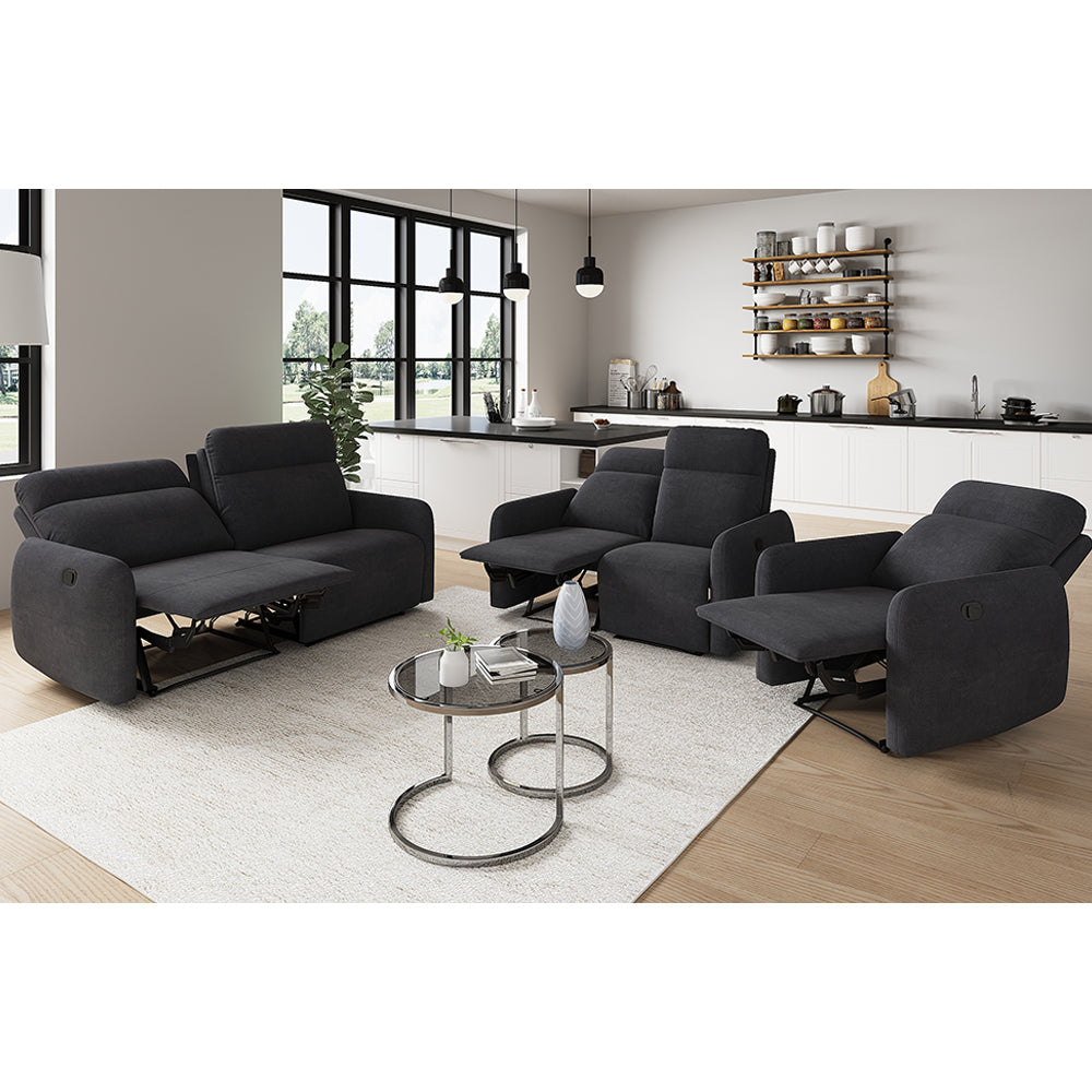 Canapé / fauteuil relax manuel Elvie en velours gris