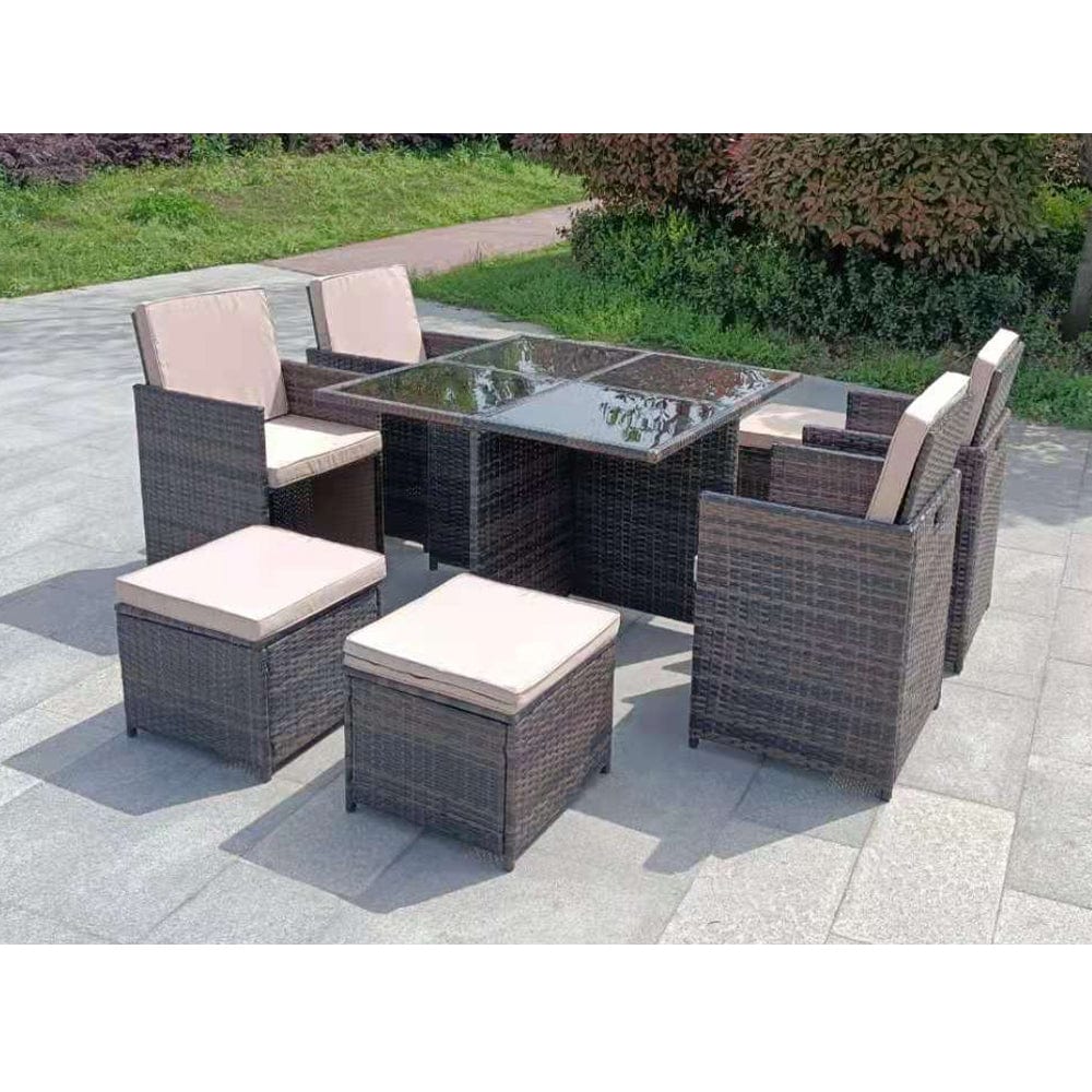 Eton Garden Rattan 8 Seater Cube Set In Brown