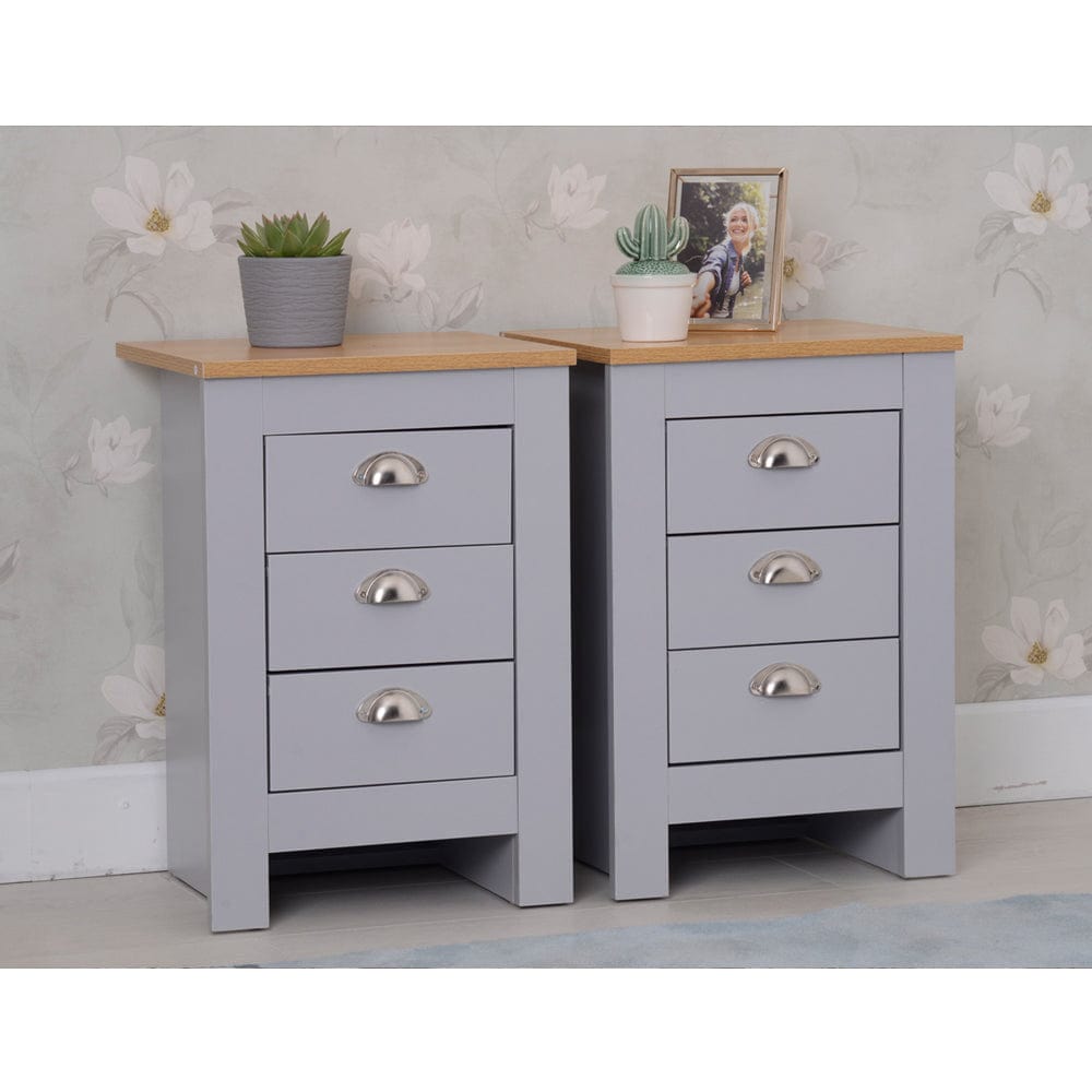 Heritage Set of 2 Grey Bedside Tables