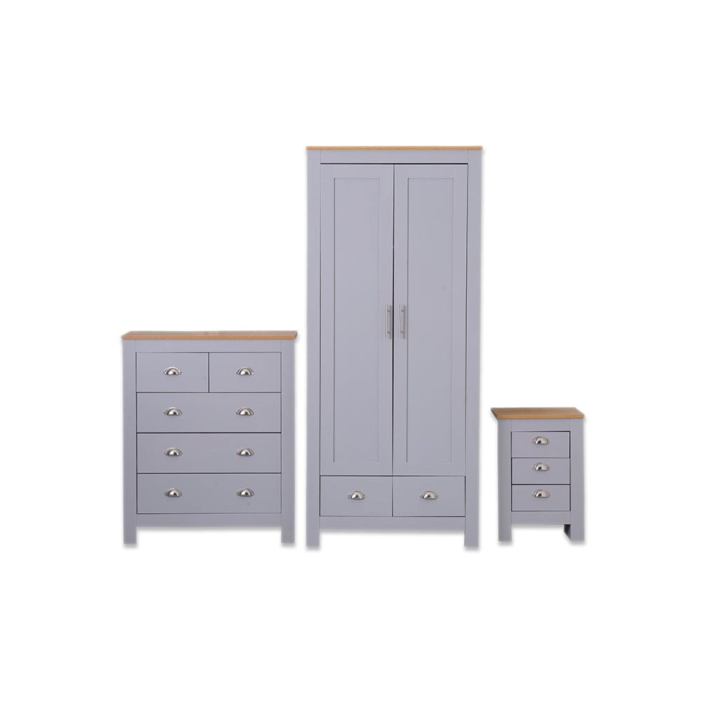 Heritage Ensemble de trois pièces de chambre à coucher avec finition gris et chêne