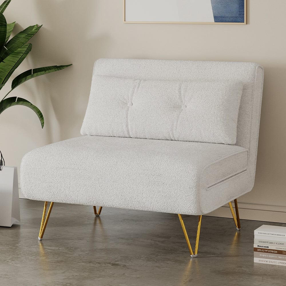 Canapé-lit pliable Jola Boucle avec pieds en métal et oreiller