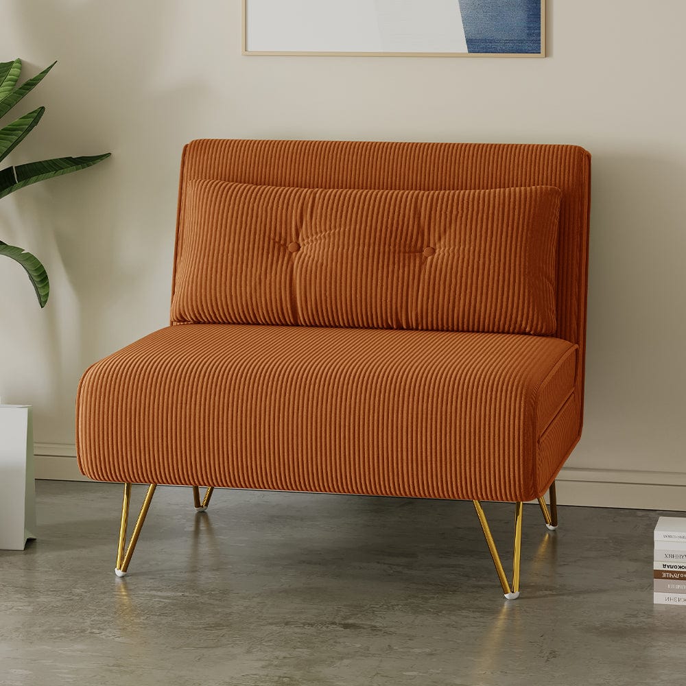 Jola Canapé-lit pliable en velours côtelé avec pieds en métal et oreiller