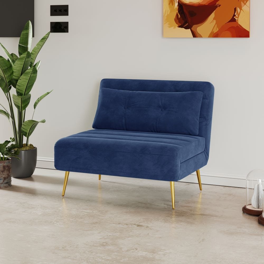 Jola Canapé-lit pliable en velours pour une personne avec oreiller