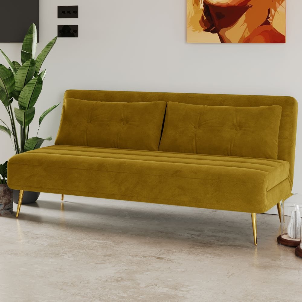 Jola x Grand canapé-lit pliable en velours à 2,5 places avec oreillers
