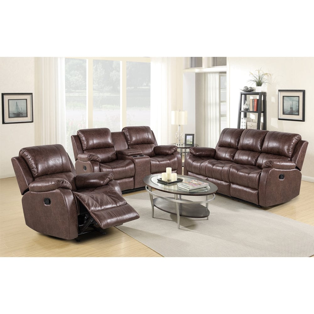 Ensemble canapé 3 places / canapé 2 places / fauteuil Leatheire Brown Manual Recliner