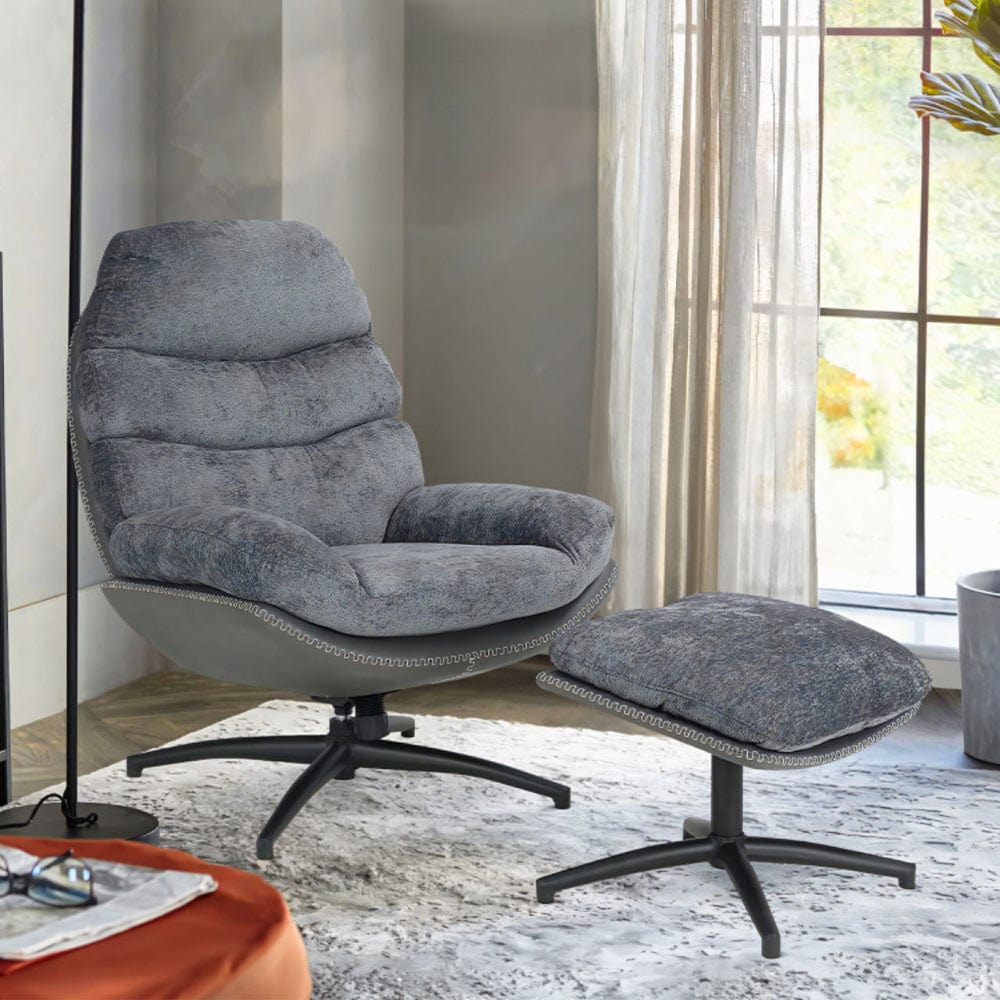 Manu Boucle Recliner Fauteuil pivotant avec pouf