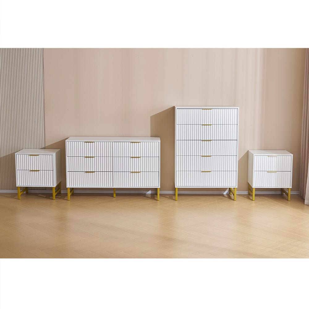 Mercury Ridged 4 Piece Bedroom Set With Chest And Bedside Tables