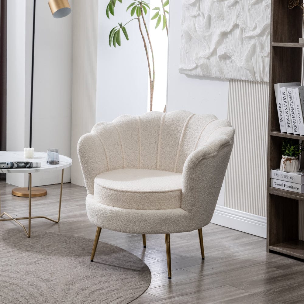 Chaise Mollis Plush Boucle Shell en beige