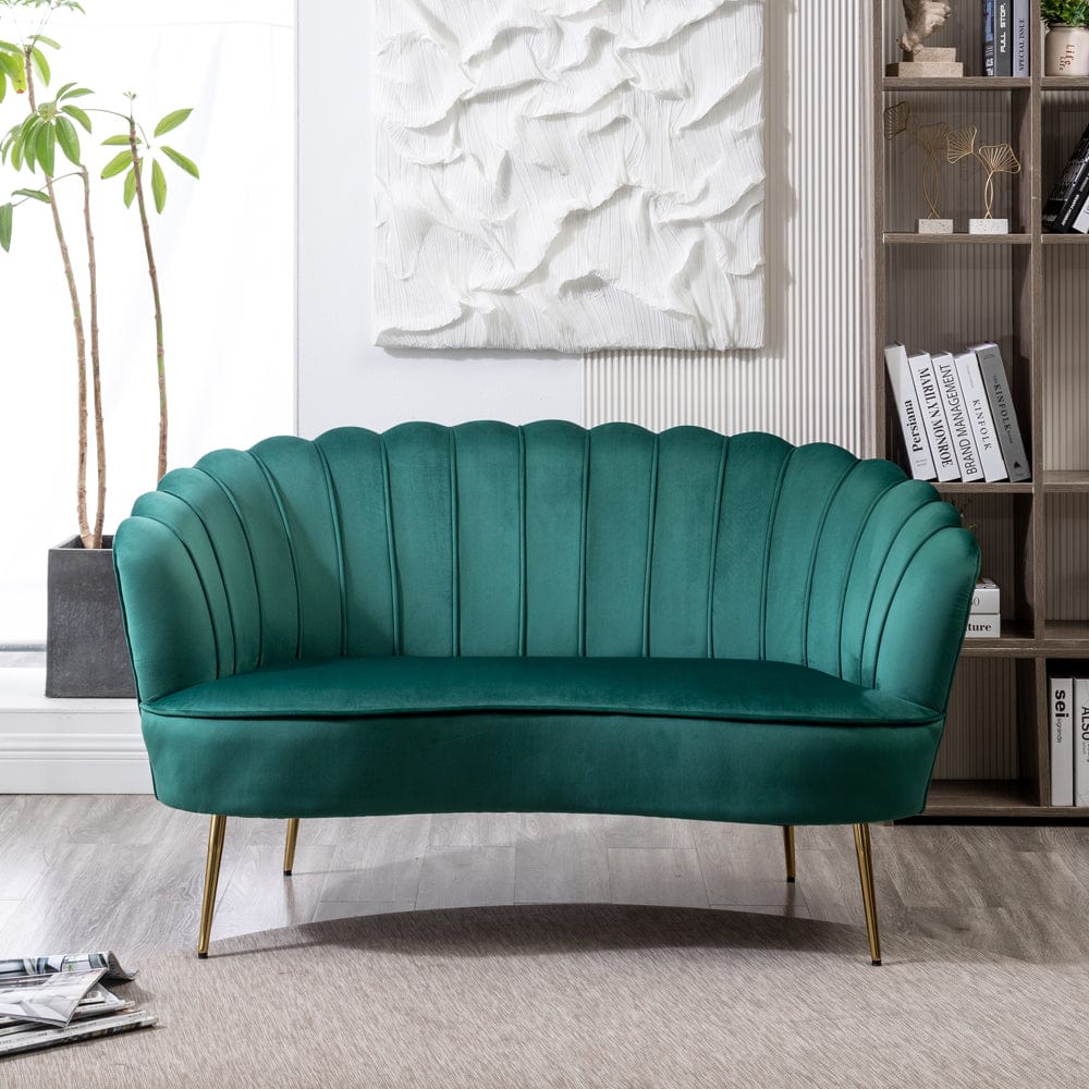 Mollis Plush Velvet Shell 3 Seater Sofa In Green (Canapé 3 places en velours pelucheux)