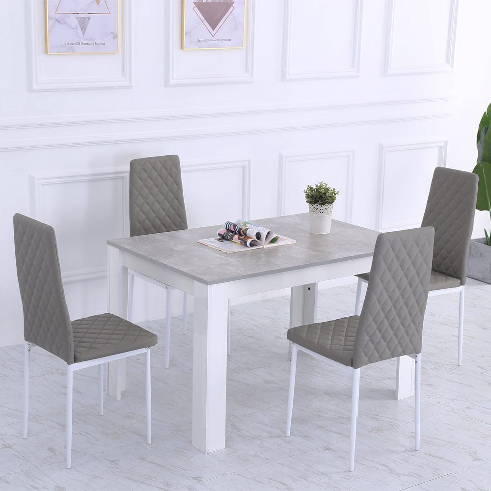 Orsa Table de salle à manger rectangulaire effet béton avec 4 chaises
