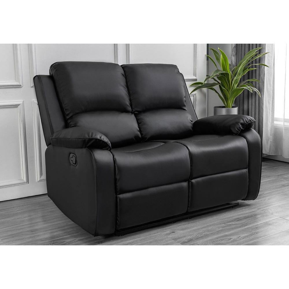 Palermo Black Leather 2 Seater Electric Or Manual Recliner Sofa (canapé inclinable électriquement ou manuellement)