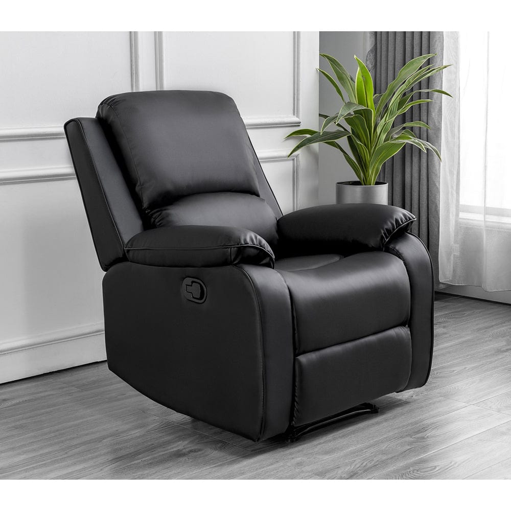 Fauteuil relax électrique ou manuel en cuir noir Palermo
