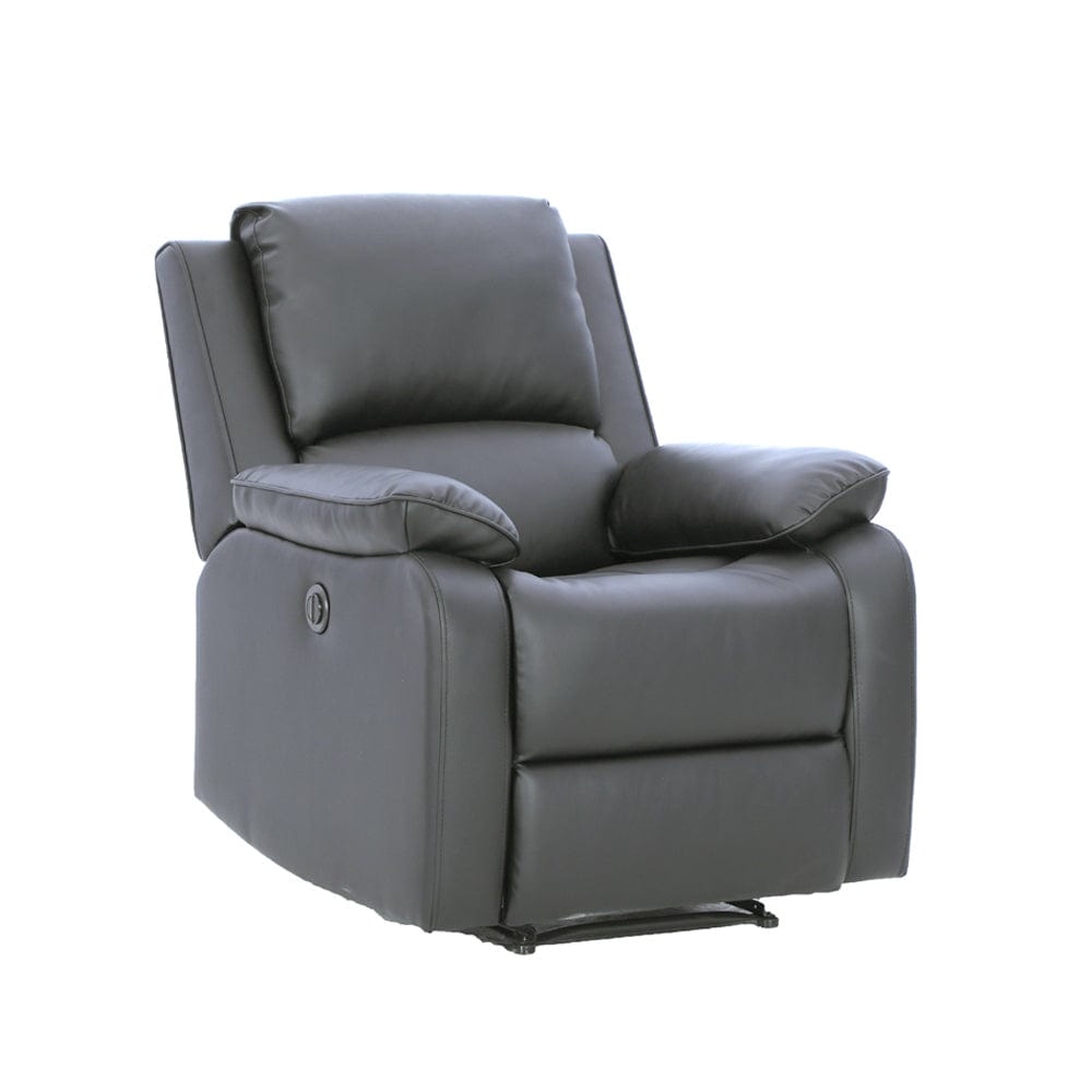 Palermo Fauteuil relax électrique en cuir gris Canapé simple Chaise longue