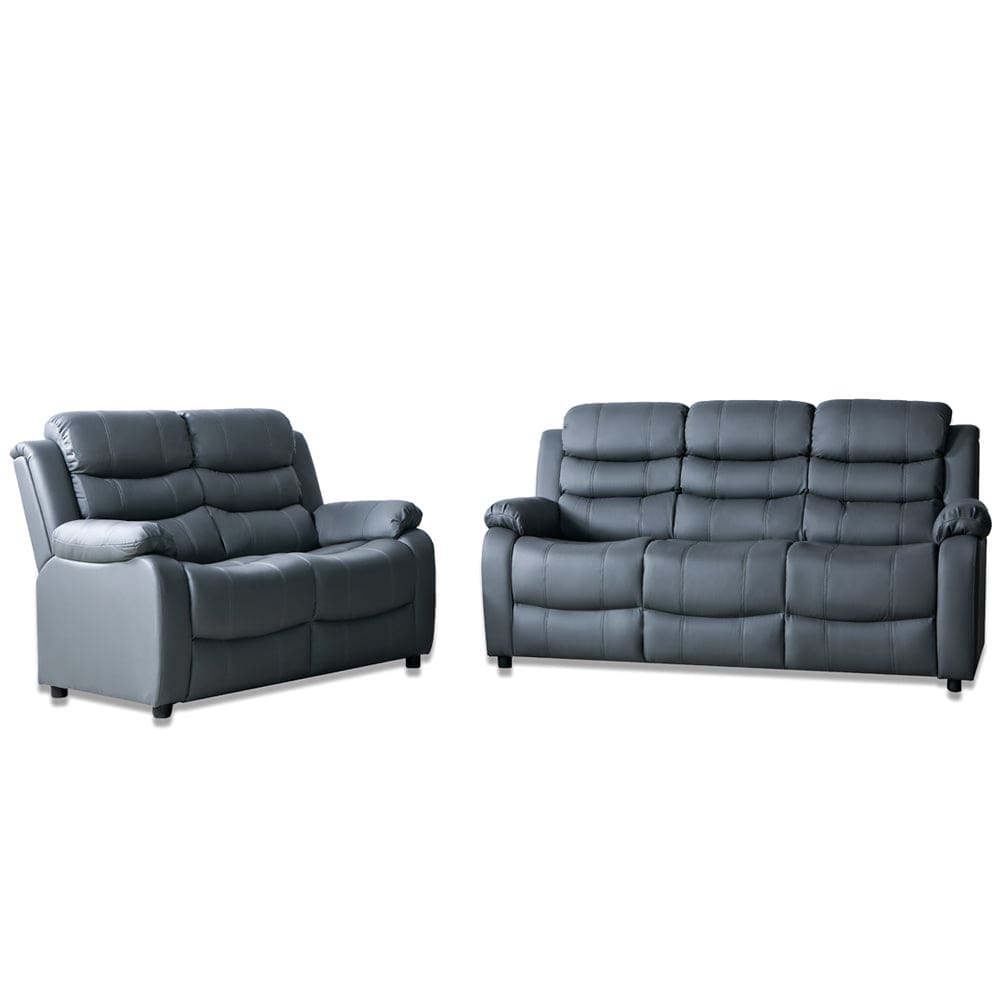 Ensemble canapé 2 places / canapé 3 places gris fixe en PU