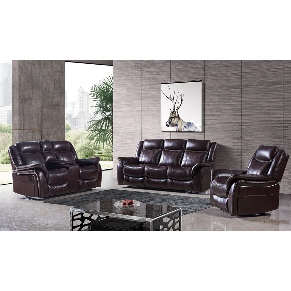 Ensemble canapé / fauteuil inclinable manuel en cuir PU marron