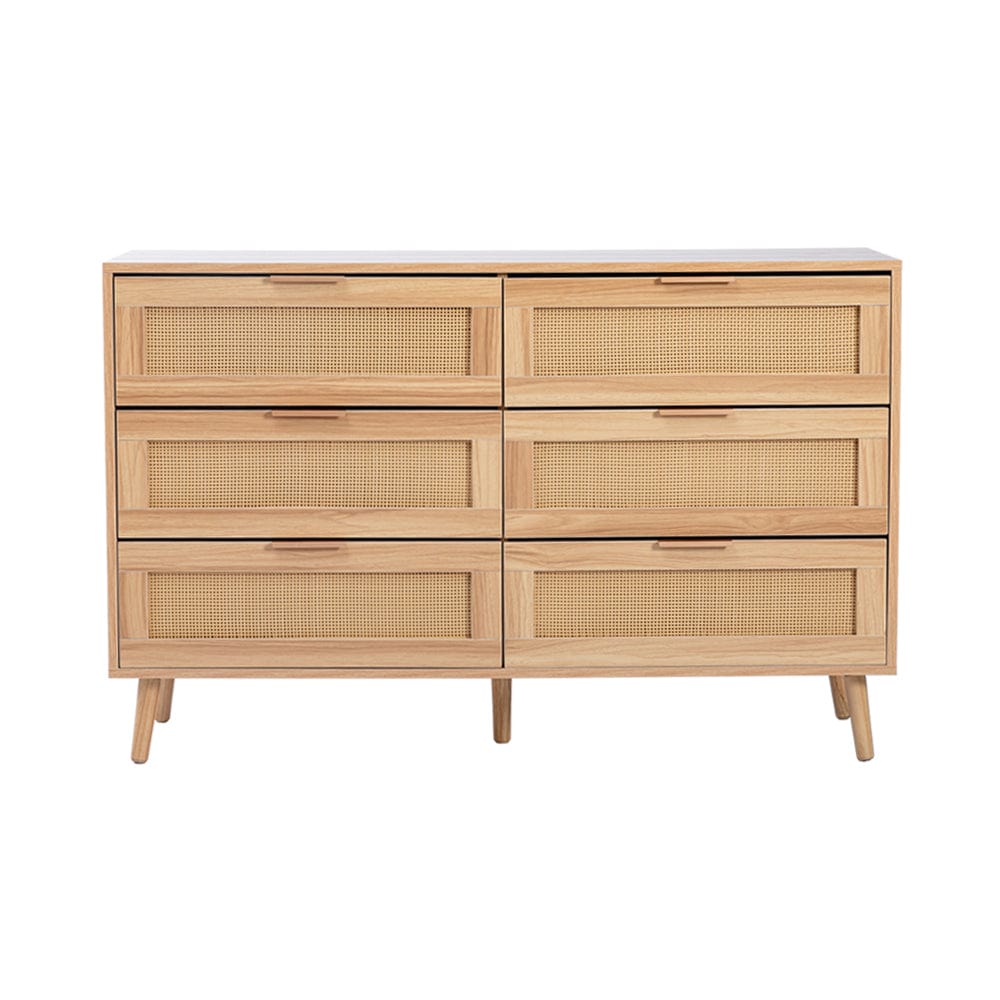 Commode rétro en chêne et rotin Buffet d'appoint Meuble d'appoint