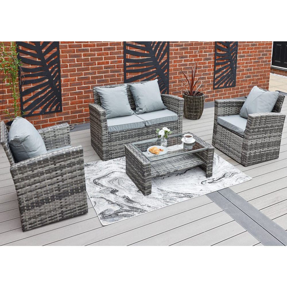 Rosen 4 Seater Rattan Garden Furniture Set In Grey