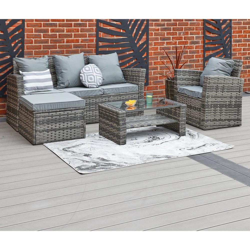 Ensemble de meubles de jardin en rotin Rosen 5 places en gris