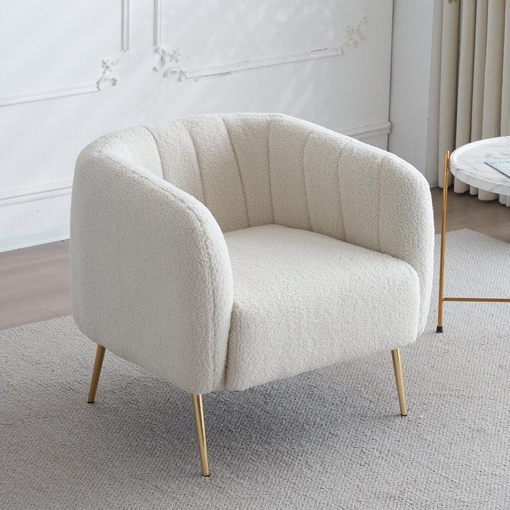 Fauteuil Russell Boucle Fauteuil d'appoint en tissu Teddy blanc