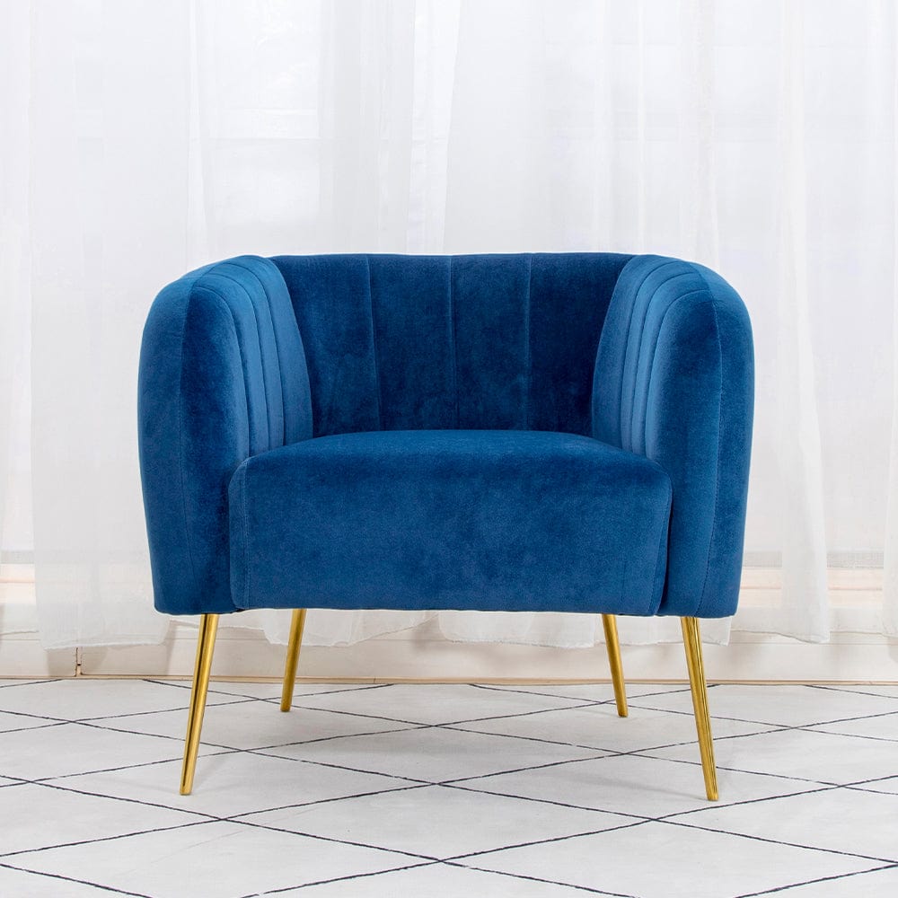 Fauteuil Russell en velours bleu